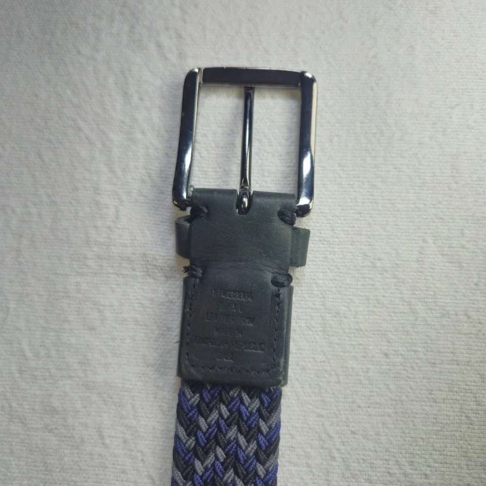 Tommy Bahama Belt Mens Maximum Stretch Woven Belt Leather Ends‎ Blue/Black/Gray